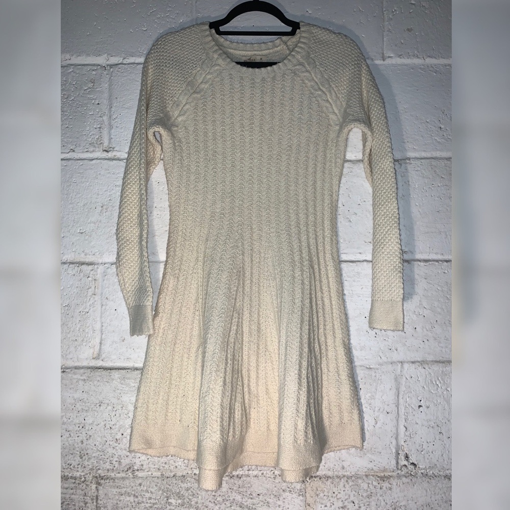 Cream Colored,Super Soft Knitted Knee Length Dress